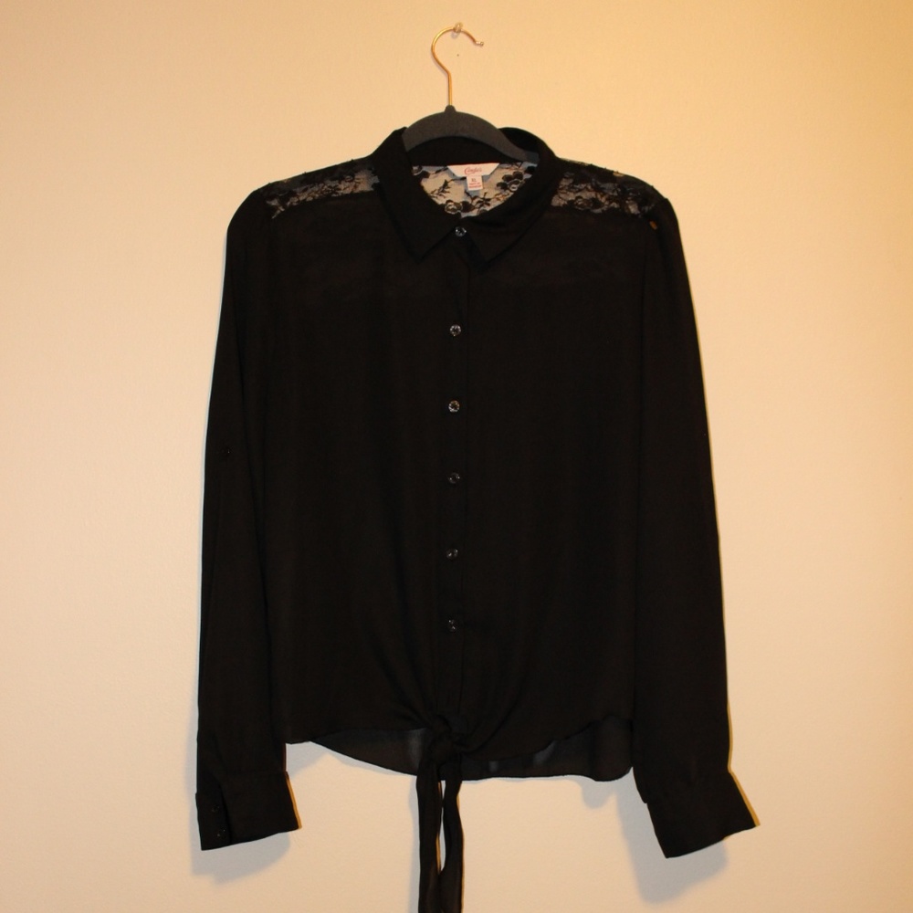 Candies Black Button Down with Tie